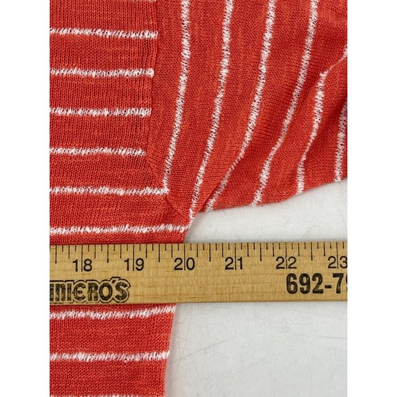 J Jill Women's Orange White Striped Knit Linen Sweater 3/4 Sleeve Size Small - Picture 8 of 10